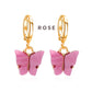 18K Gold Plated Color Butterfly Earrings, Rainbow Butterfly Huggies