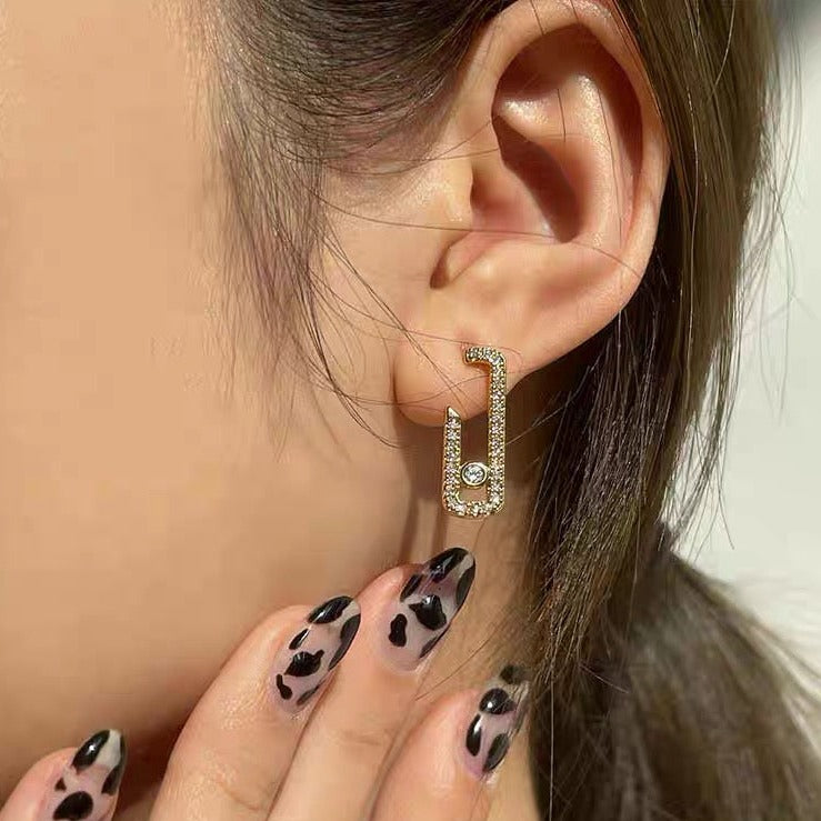 Boucles d’oreilles épingles de sûreté plaquées or 18 carats (une paire), épingles de sûreté scintillantes Gigi Hadid
