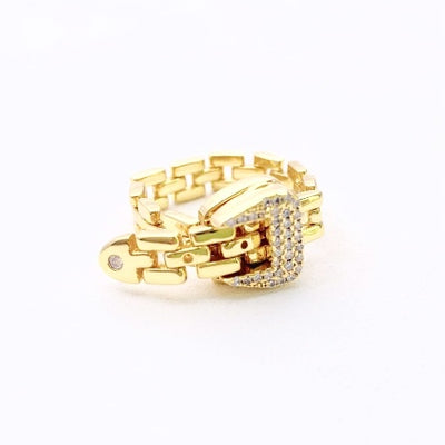 18K Gold Plated Adjustable Belt Buckle Ring, Belt Ring, Gold Band