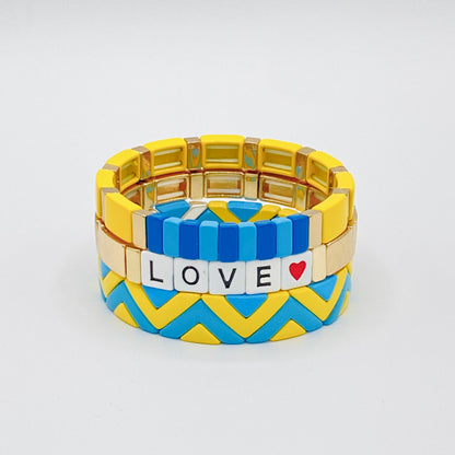 Soutenez l’ensemble de bracelets de l’Ukraine, don de l’Ukraine, bracelet en émail pour l’Ukraine, bracelet en carreaux d’émail, stand avec l’Ukraine, drapeau de l’Ukraine inspiré