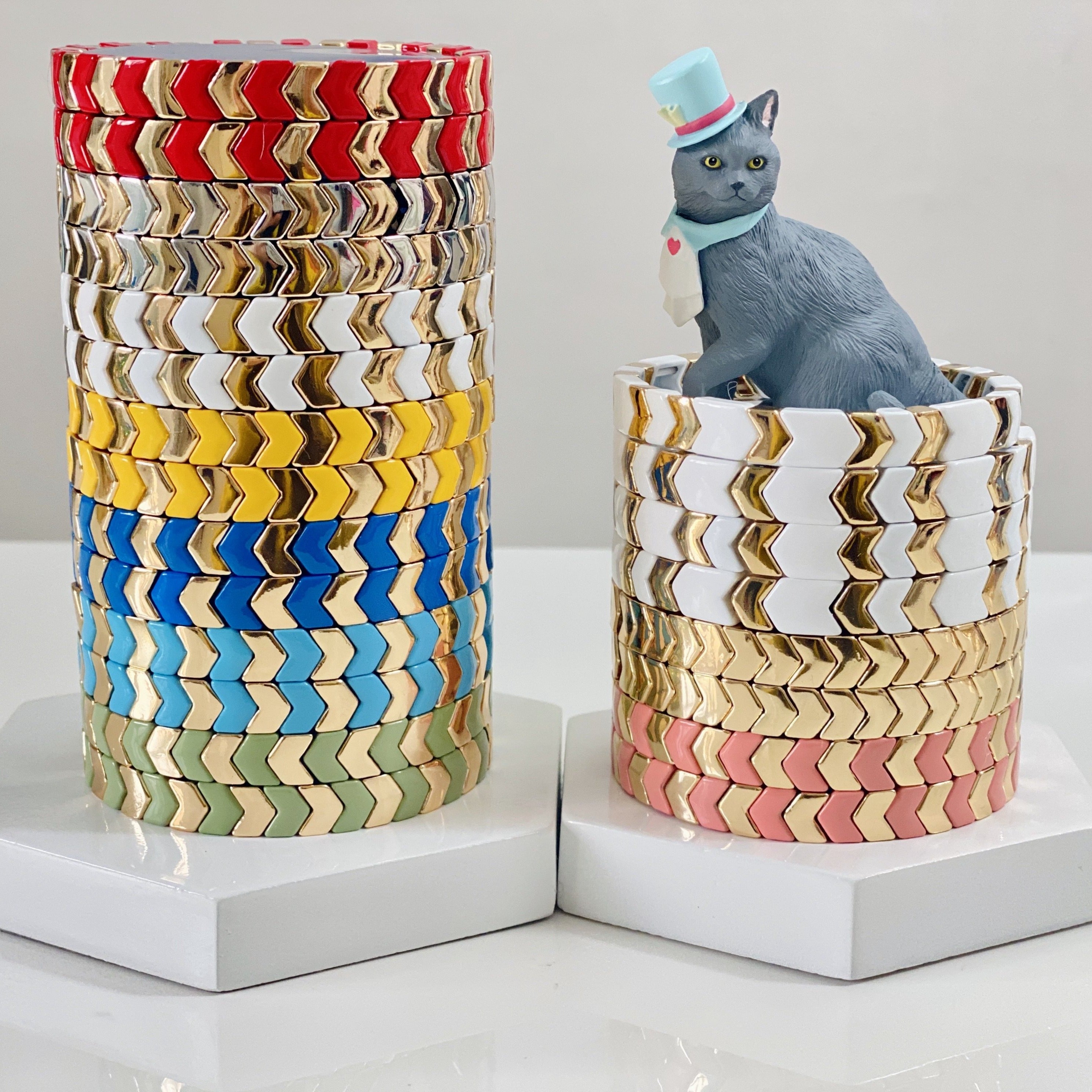 Colorblock Arrow Multi-Color Arrow Enamel Tile Beads, Colorblock Bracelets, Enamel Bead ...