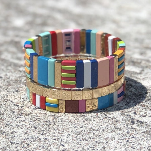 Enamel Tile Beads, Chevron Arrow Shape 2-hole Beads for Colorblock  Bracelets, Trendy Tila Jewelry Making Supplies, Friendship Bracelet, 5 Pc 