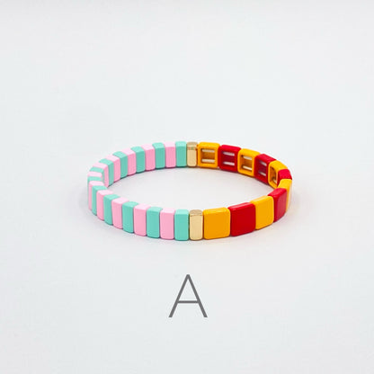Ensembles de bracelets de carreaux d’émail Happy Color, bracelets Colorblock, bracelets de perles de carreaux