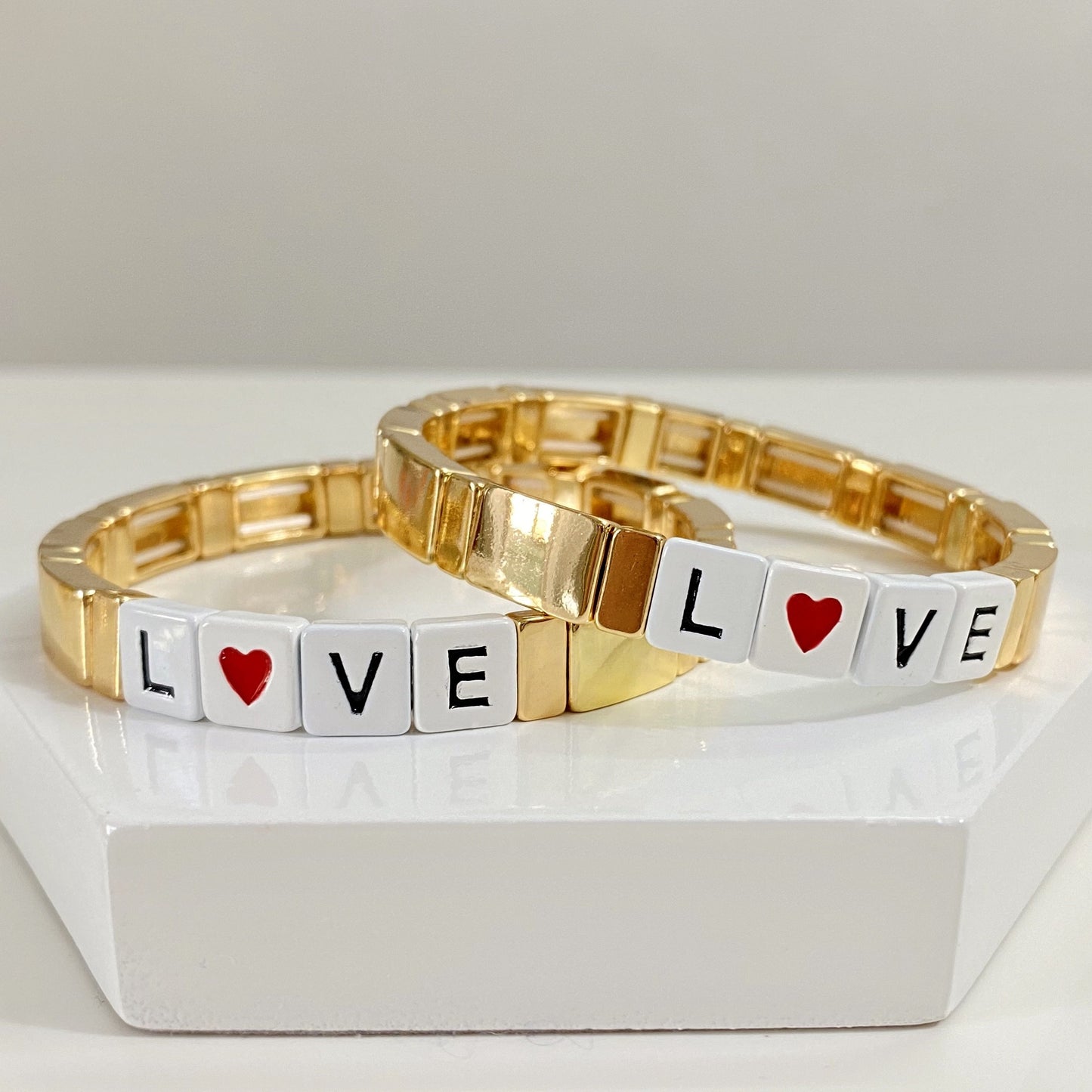 L❤️VE Perles de carreaux d’émail, bracelets extensibles Colorblock, bracelets de carreaux d’émail