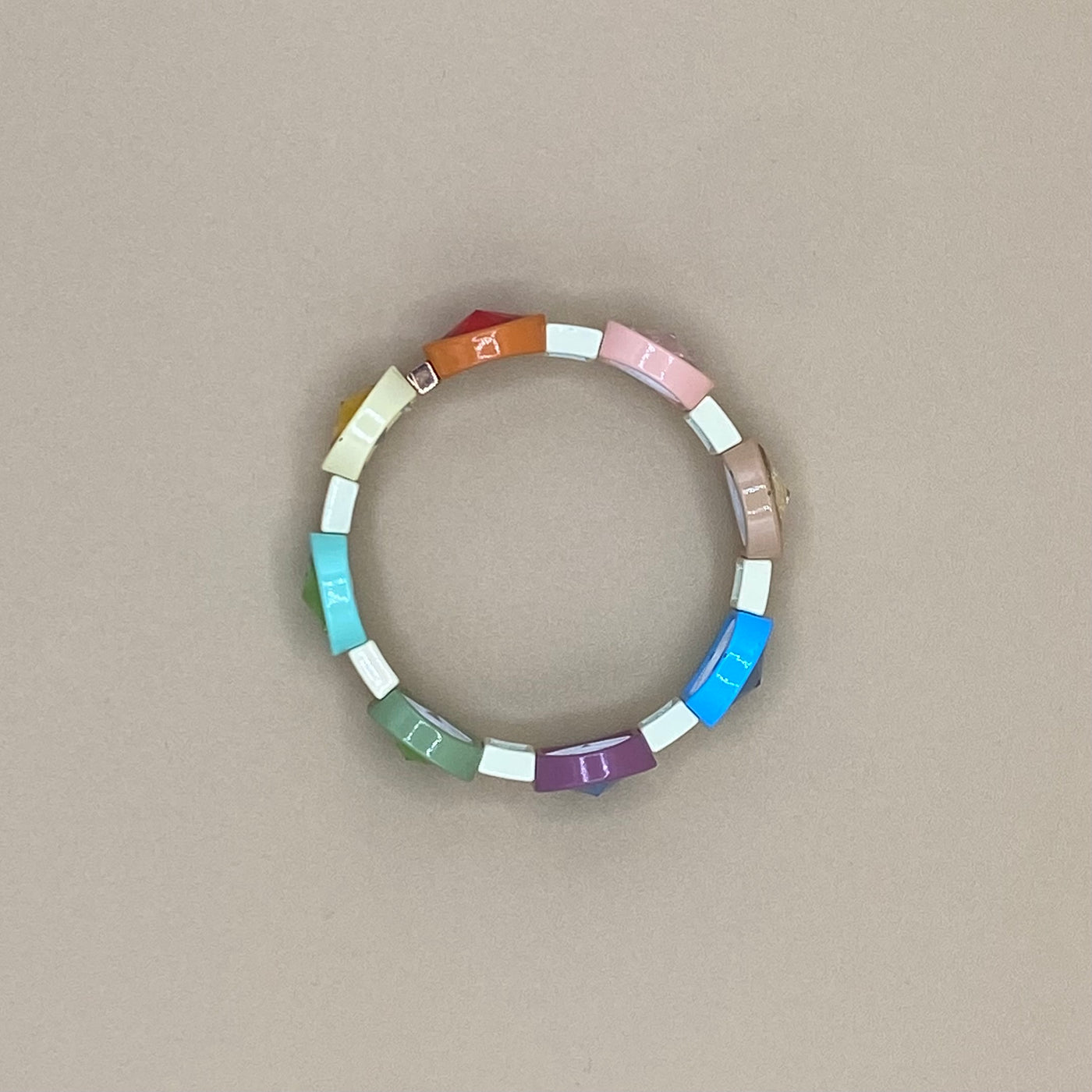 Oversized Rainbow Crystal Enamel Tile Bracelet, Colorblock Bracelets, Tile Beads Bracelets