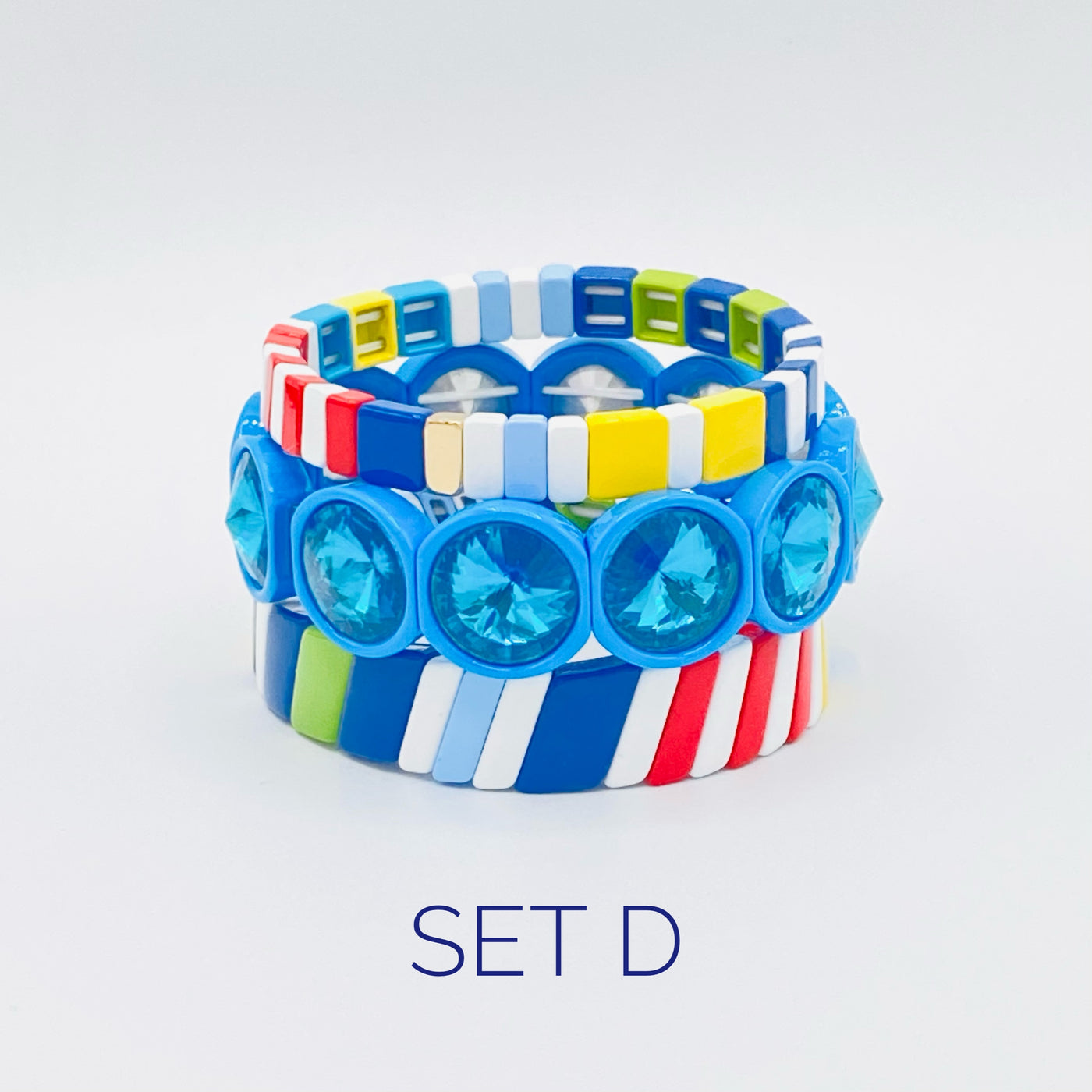 Bracelets de don d’océan, bracelets Protect Our Ocean, bracelet de carreaux d’émail bleu cristal surdimensionné, bracelet colorblock, bracelet de carreaux