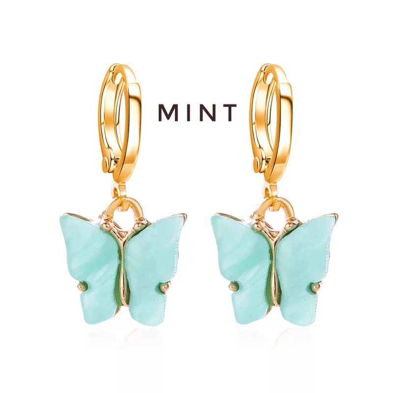 18K Gold Plated Color Butterfly Earrings, Rainbow Butterfly Huggies
