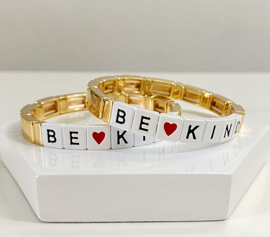 BE❤️KIND Bracelets de perles en émail, bracelets extensibles Colorblock, bracelets en perles d'émail