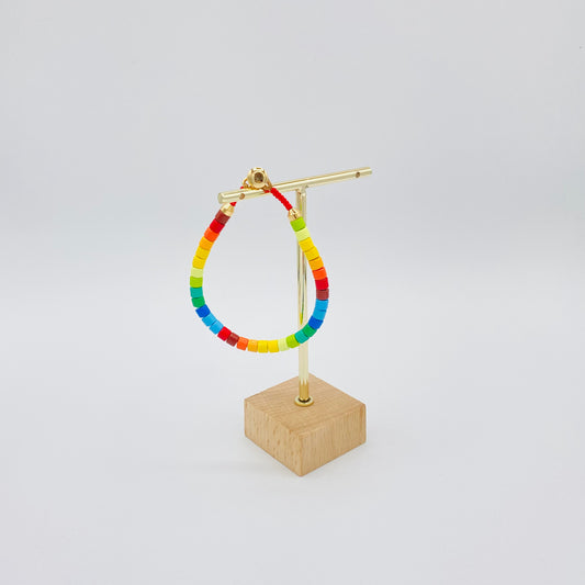 Collier et bracelet de perles de tuiles en émail arc-en-ciel chunky, tuile Tila, tour de cou Colorblock
