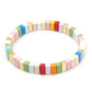 Schmale helle Regenbogen-Emaille-Fliesenperlen, Colorblock-Armbänder, Emaille-Perlen, trendige Tila, Stretch-Armbänder, böhmische Armbänder, Fliesenperlen