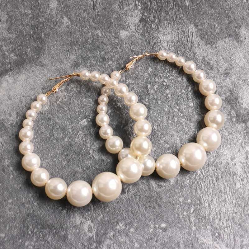 80mm XL Pearl Hoop Earrings, Statement Hoop Earrings, Large Hoop Earrings