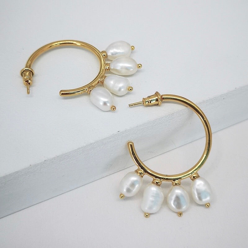Véritables cerceaux de perles d’eau douce, boucles d’oreilles en perles baroques, cadeaux de demoiselle d’honneur