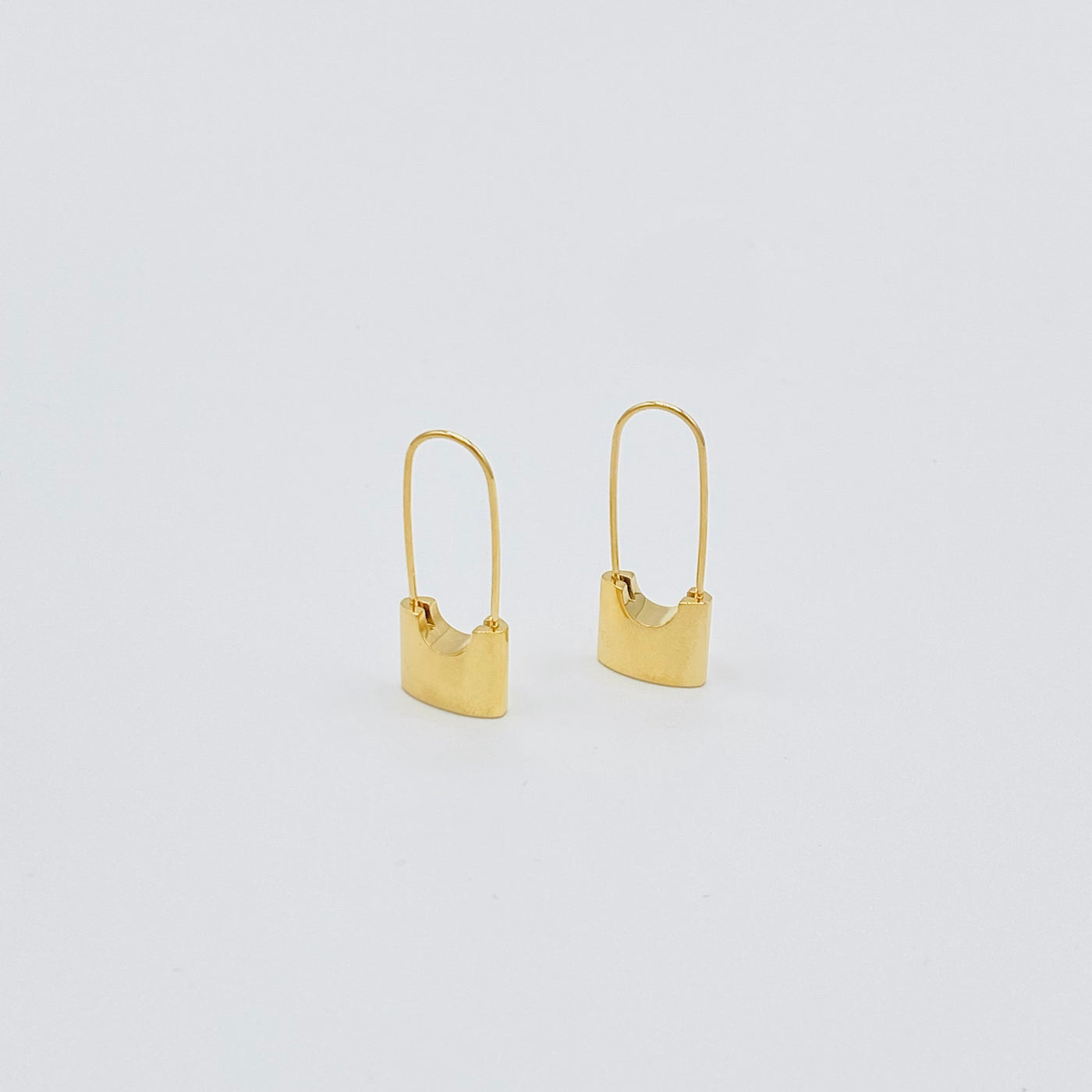 Kendall's Favorite, 18K Gold Plated Padlock Hoop, Safety Pin Earring