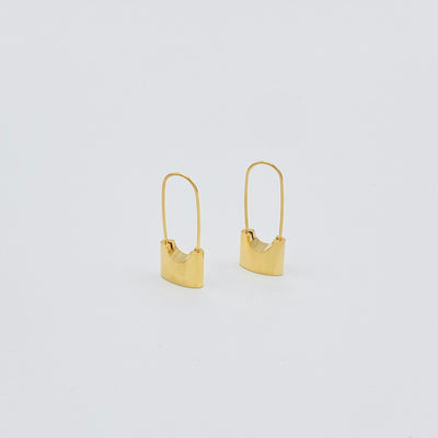 Kendall's Favorite, 18K Gold Plated Padlock Hoop, Safety Pin Earring