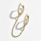 Gold Plated CZ Double Hoops Chain Earring, Handcuff Earring