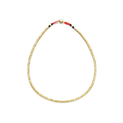 Goldene Emaille-Fliesenperlen-Halskette und Armband, Tila-Fliese, Colorblock-Halsband