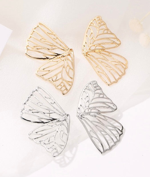 Statement-Schmetterlingsohrringe, große Schmetterlingsohrringe, Hochzeitsohrringe