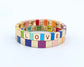 Rainbow Love Enamel Tile Beads, Colorblock Bracelets, Enamel Beads, Trendy Tila, Stretch Bracelets, Tile Beads, Gift for his / her