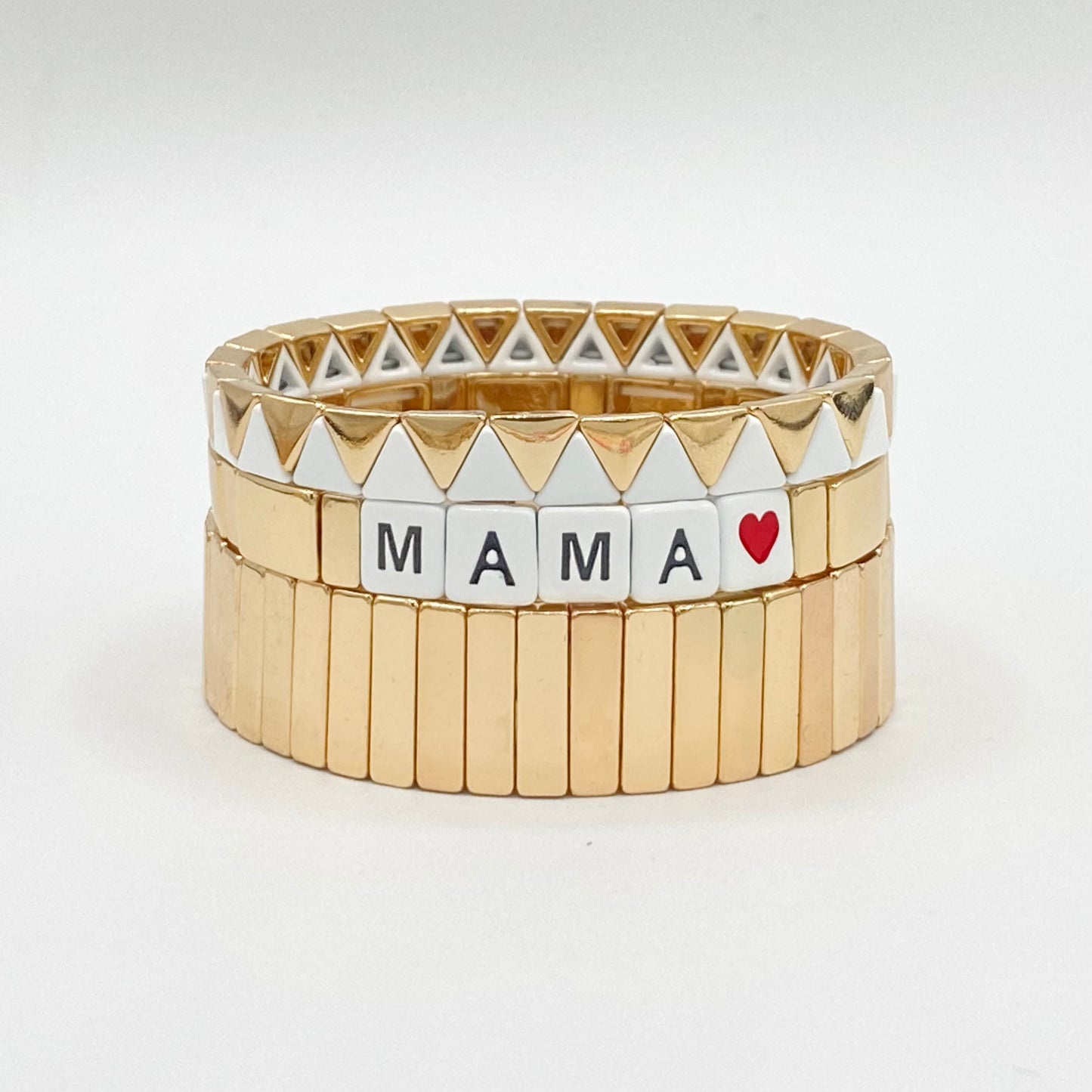 Cadeau de la fête des Mères, Bracelet de tuiles en émail Mama Gold, Cadeau pour maman, Cadeau pour elle, Bracelets Colorblock, Bracelets de tuiles, Bracelet empilable