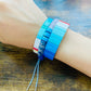 Bracelets de don d’océan, bracelets Protect Our Ocean, bracelet de carreaux d’émail bleu cristal surdimensionné, bracelet colorblock, bracelet de carreaux