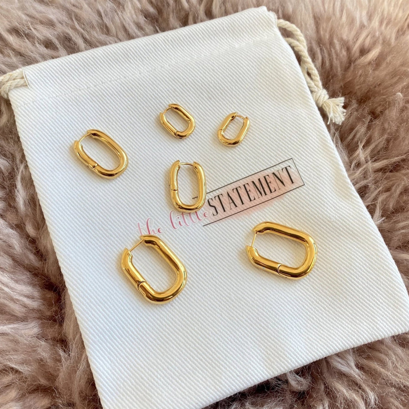 15/20/25mm 18K Gold Plated Rectangle Hoops, Gold Oblong Earrings, Oval Hoop.