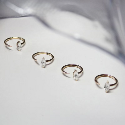 Bague taille brillant marquise plaquée or 18 carats, bague CZ, bague minimaliste, anneaux empilables